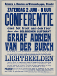 750001 Affiche van de lezing met lichtbeelden over het front aan de IJser, in de Eerste Wereldoorlog, die door de ...